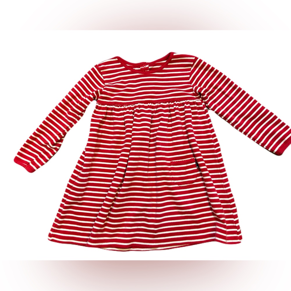 JOJO Maman Bebe Red and White Striped Long Sleeve Dress 5 6